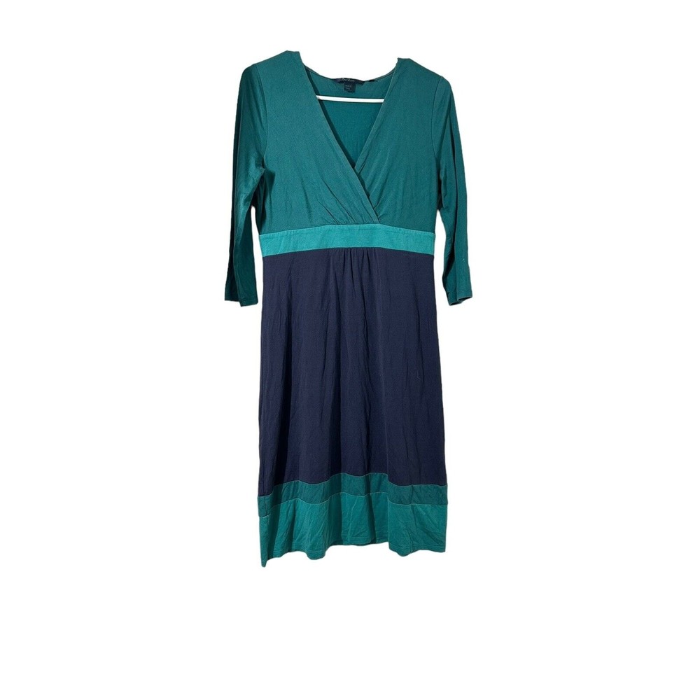Boden Navy/teal Color-block Dress 3/4 Sleeve Size 10 UK SIZE 6 US